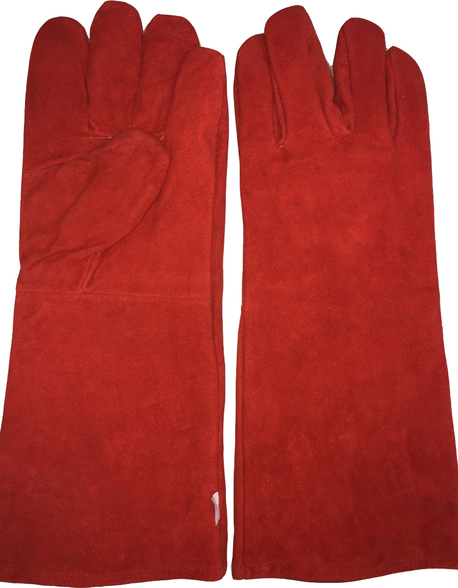 Red Welding Gloves long without piping (Heavy Duty)